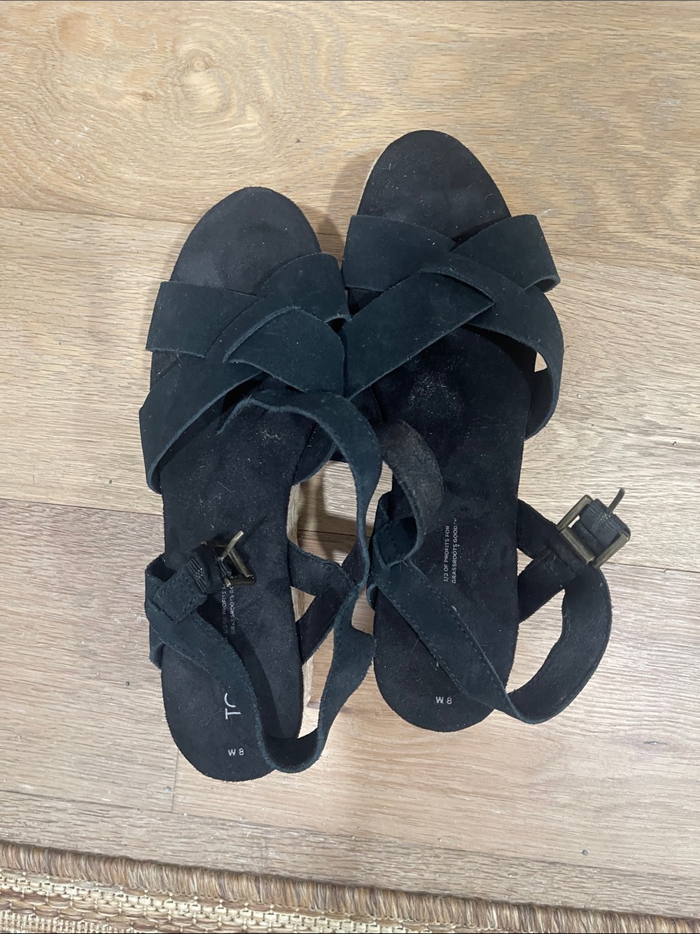 Toms Black Suede Crisscross Strap Sandals
